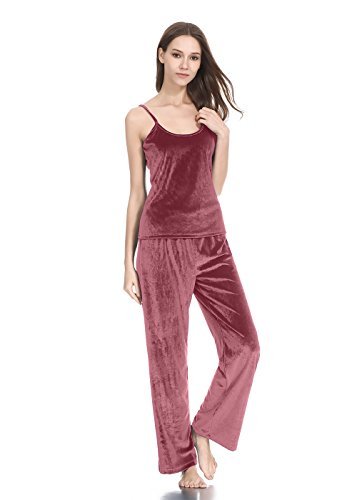 Pink Velour Dot Two-Piece Pajamas for Women