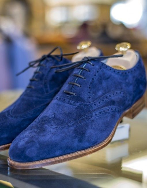 NEW Handmade Mens Royal blue Suede shoes, Men wingtip royal blue color party sho