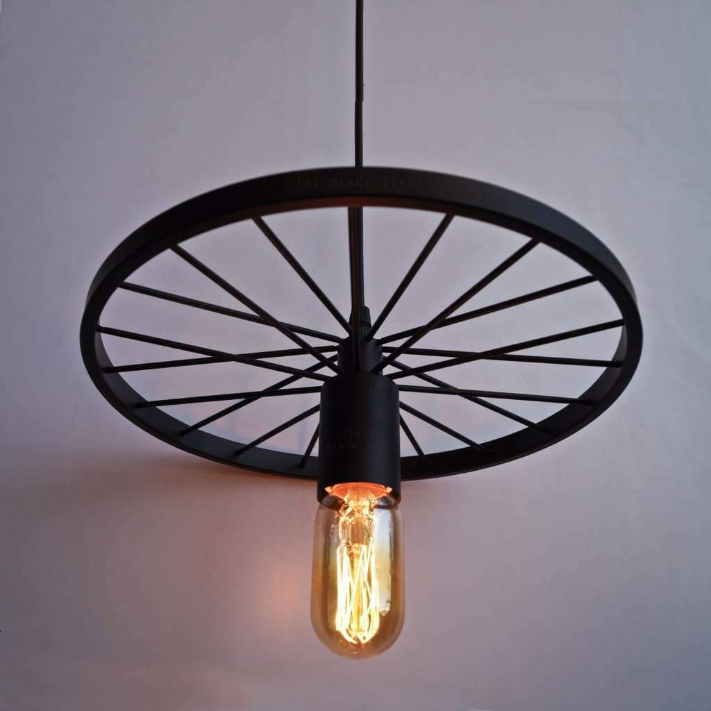Primary image for Ceiling Black Lamp Hanging Retro Wheel Industrial Steampunk Interior Fixtures