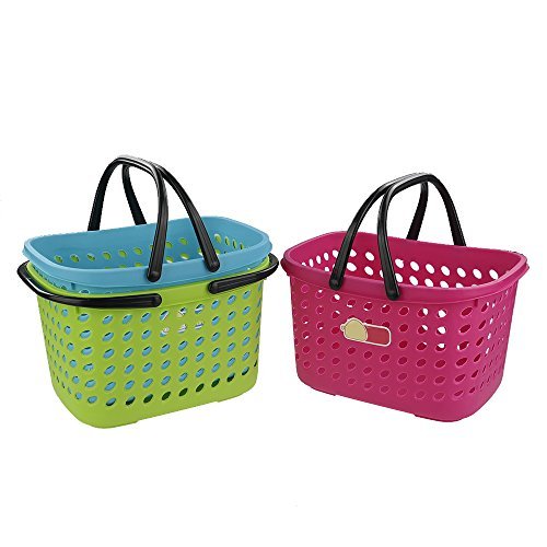 Pekky Small Plastic Handle Baskets, 3 Colors Baskets