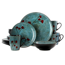 Elama Floral Accents 16 Piece Dinnerware Set in Blue - $94.91