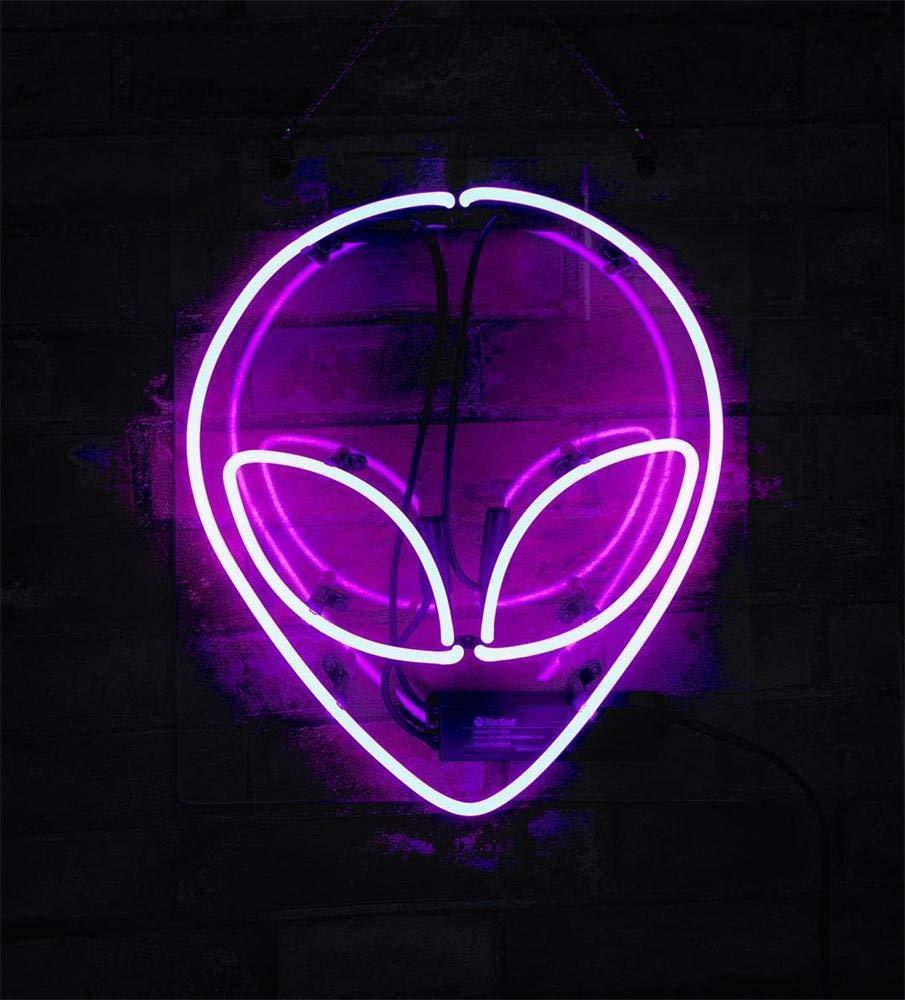 New Purple Alien Wall Decor Real Glass Acrylic Neon Light Sign 17" - Neon