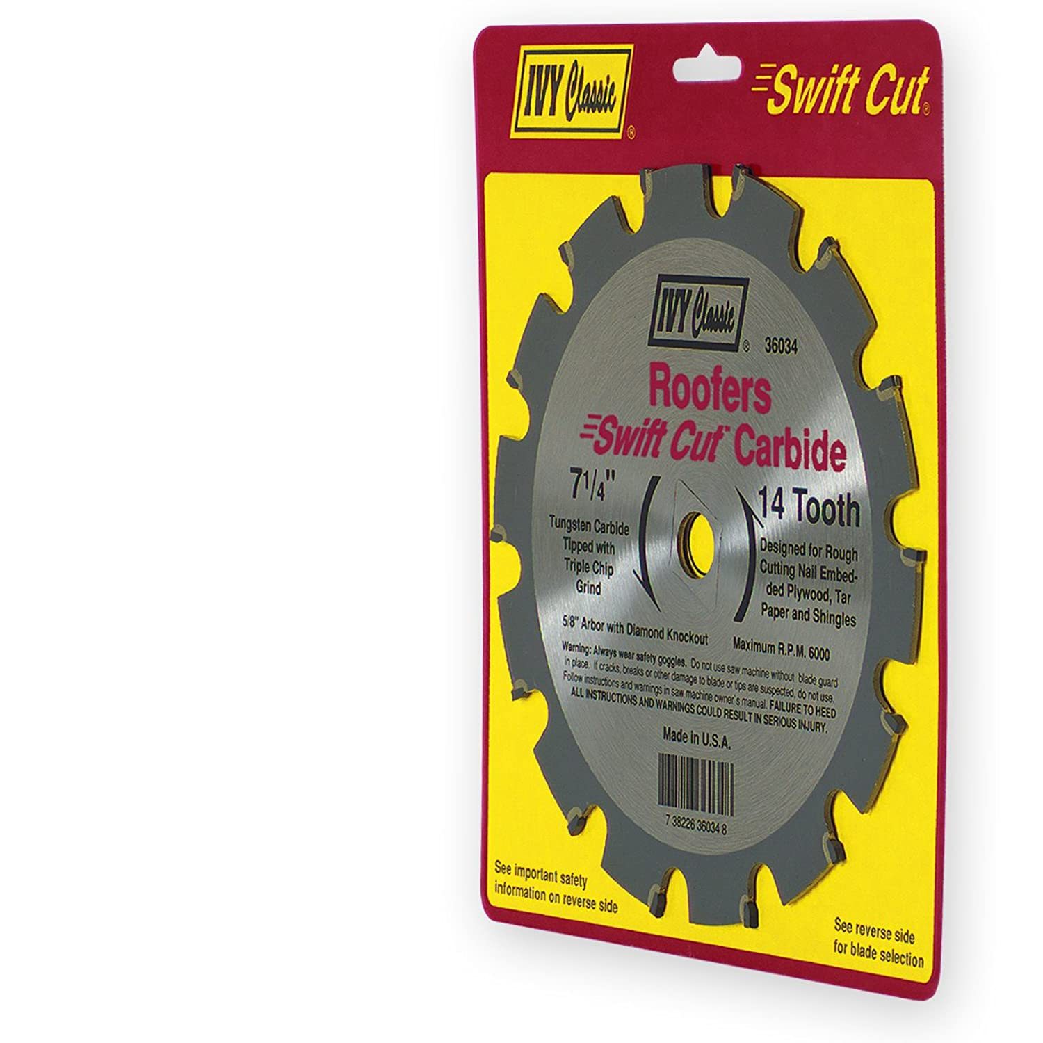 36034 Premium Swift Cut 7-1/4-Inch 14 Tooth Roofer'S Carbide Circular Saw Blade