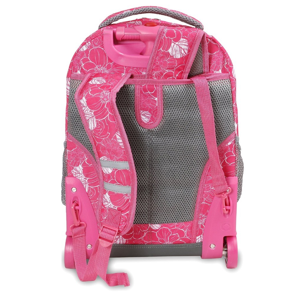 Pink Girls School Backpack Rolling Wheeled Book Bag Trolley Tote ...