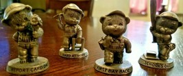 Vintage Bearington Bear Pewter Figurines School Baseball 1983 1984 Avon Lot of 4 - $16.82