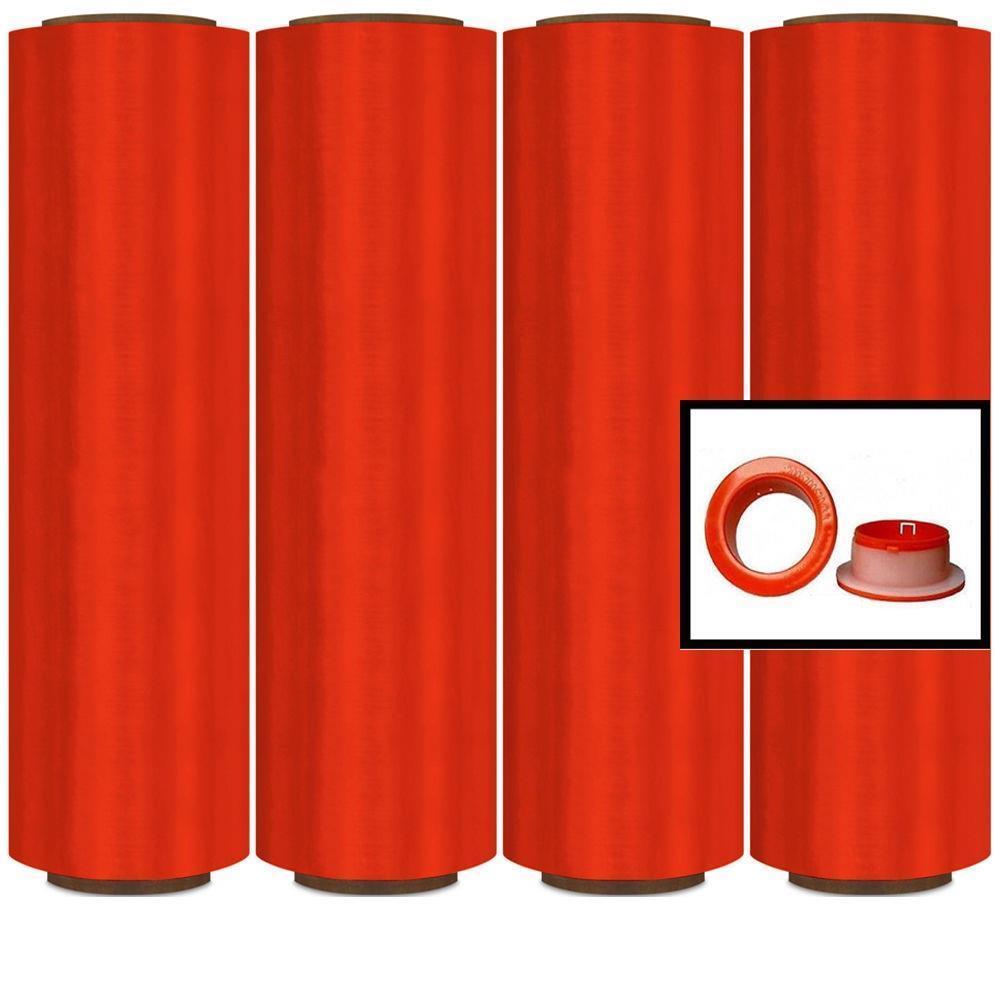 PreStretch Wrap 17" x 1476' x 32 Ga, Red Plastic Film 256 Rolls + Hand