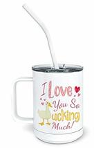 PixiDoodle Duck Valentines Day Insulated Coffee Mug Tumbler with Spill-Resistant - $32.29