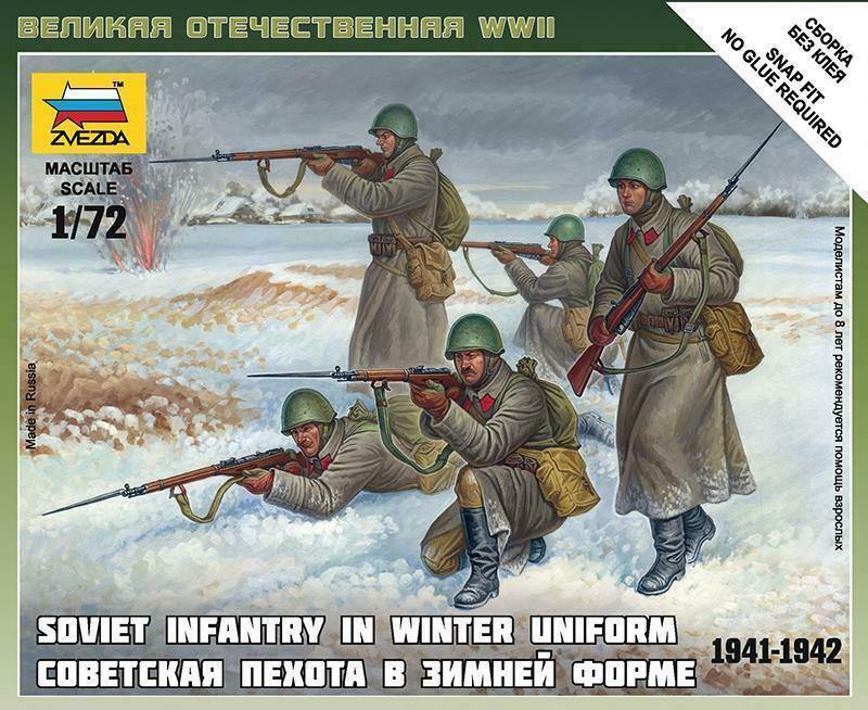 Zvezda Model Kit 6197 Soviet Infantry (winter uniform) 1941-1942, scale 1/72