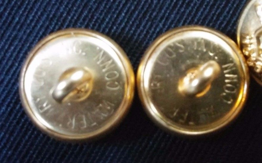 8 Vintage Gold Color Metal Newark Police Uniform Buttons Waterbury Co Conn.