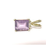 Genuine AMETHYST Sterling Silver PENDANT with White TOPAZ accents -FREE ... - $35.00