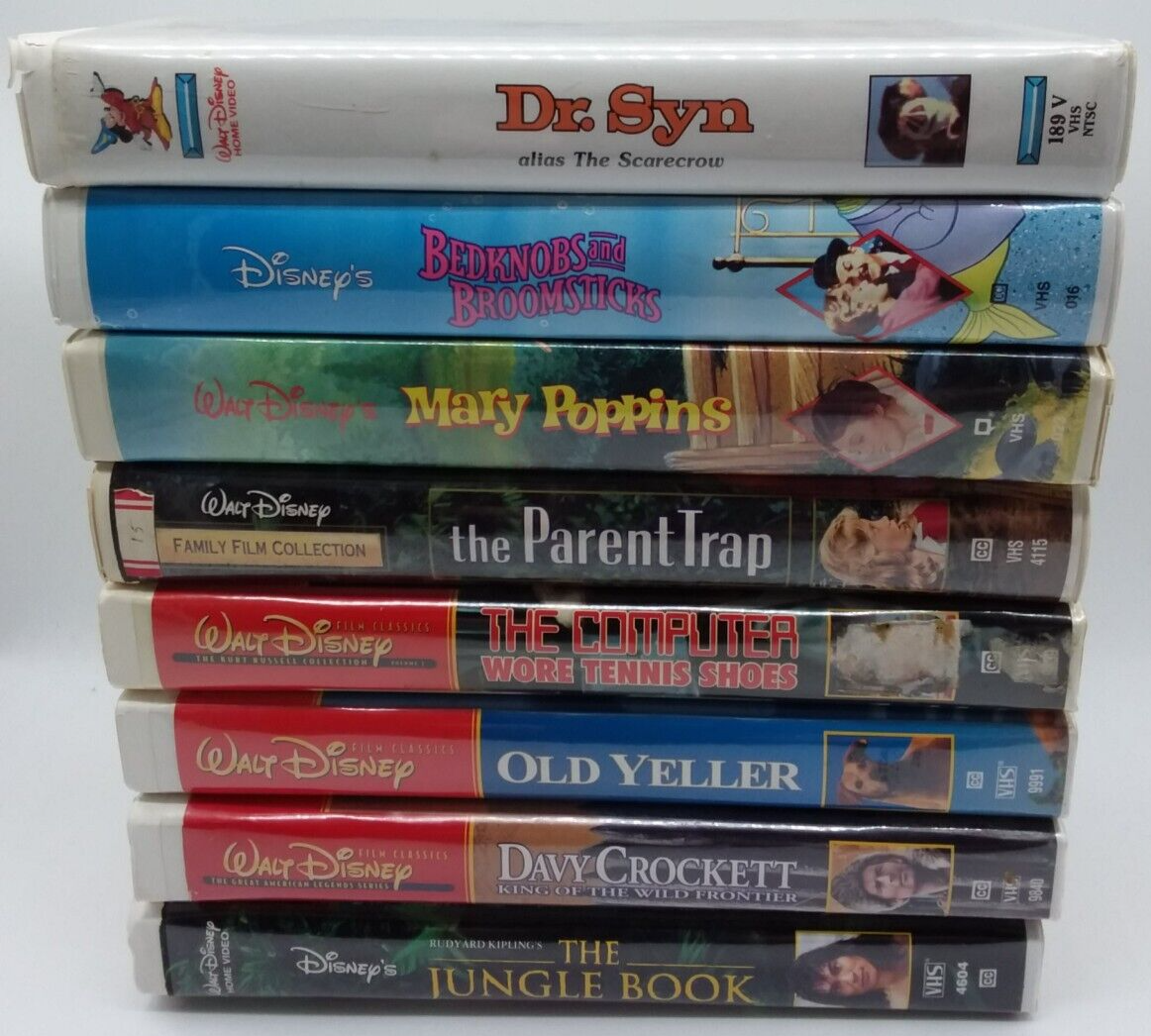 8 Disney VHS Dr. Syn The Computer Wore Tennis Shoes Davy Crockett Old ...