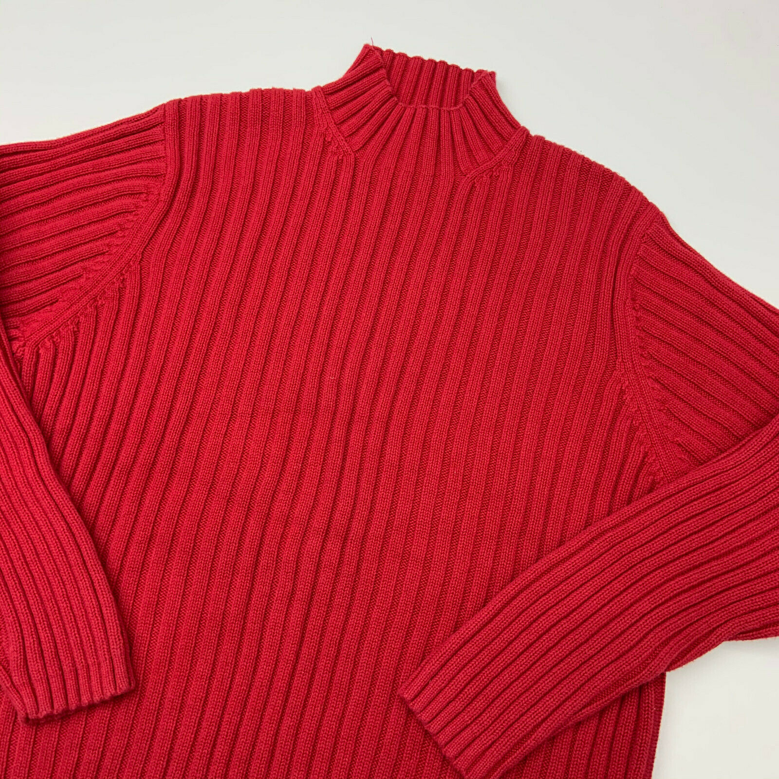 mock neck red sweater