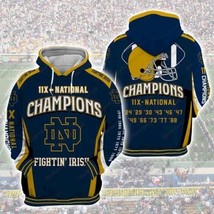Notre Dame Nfl Anniversary Fighting Irish 3D Hoodie Sweatshirt Zip - $45.99+