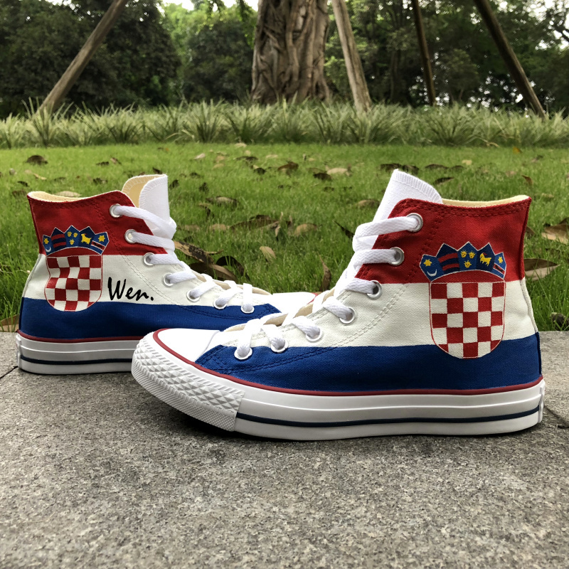 Sneakers Women Men's Converse All Star Croatia Flag Design Hand Painted Shoes