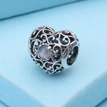 925 Sterling Silver June Signature Heart Birthstone Charm Bead - $14.66