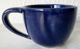 Pottery Barn Sausalito Mug Sapphire Blue Rustic Hand Painted Oversize Co... - $9.45