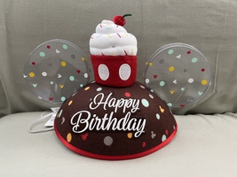 Disney Parks Happy Birthday Cupcake Mickey Mouse Ears Hat NEW image 1