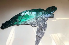 Aquatic Sea Turtle - Metal Wall Art - Teal Tainted 34&quot; wide - $109.23