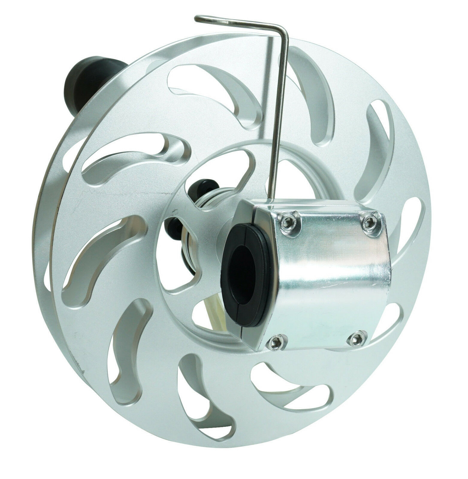 Aluminum Teaser Reel 10" Silver Rail Mount Big Game Reel Offshore