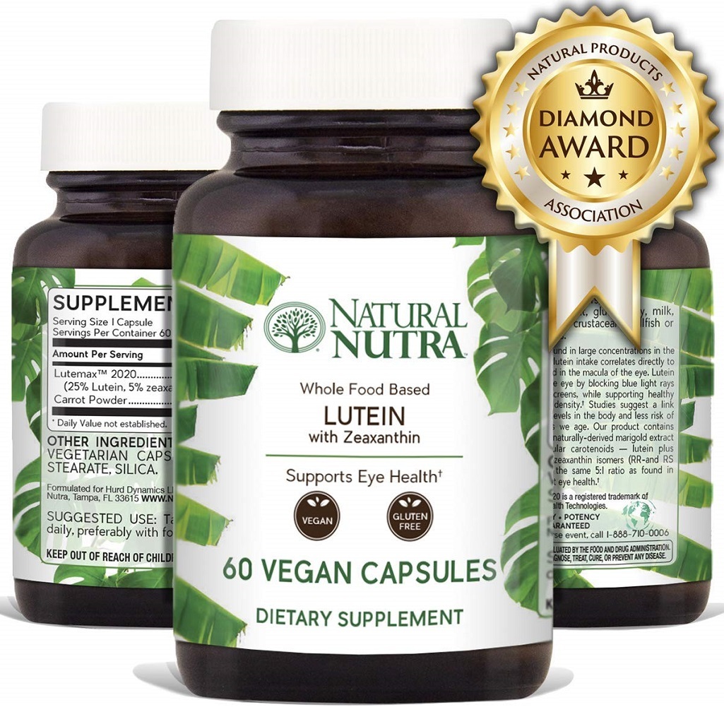 Natural Nutra Lutein and Zeaxanthin Supplement, Whole Food Formula, Soy Free