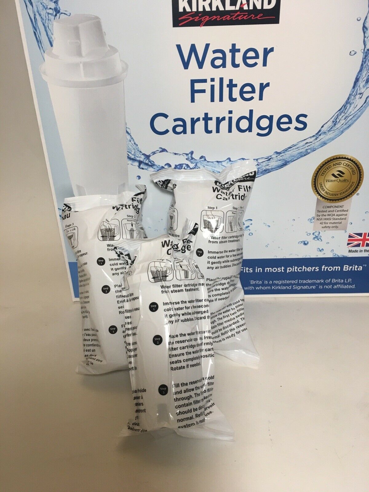 Kirkland Signature Water Filter Cartridges for Brita Pitchers, Refills