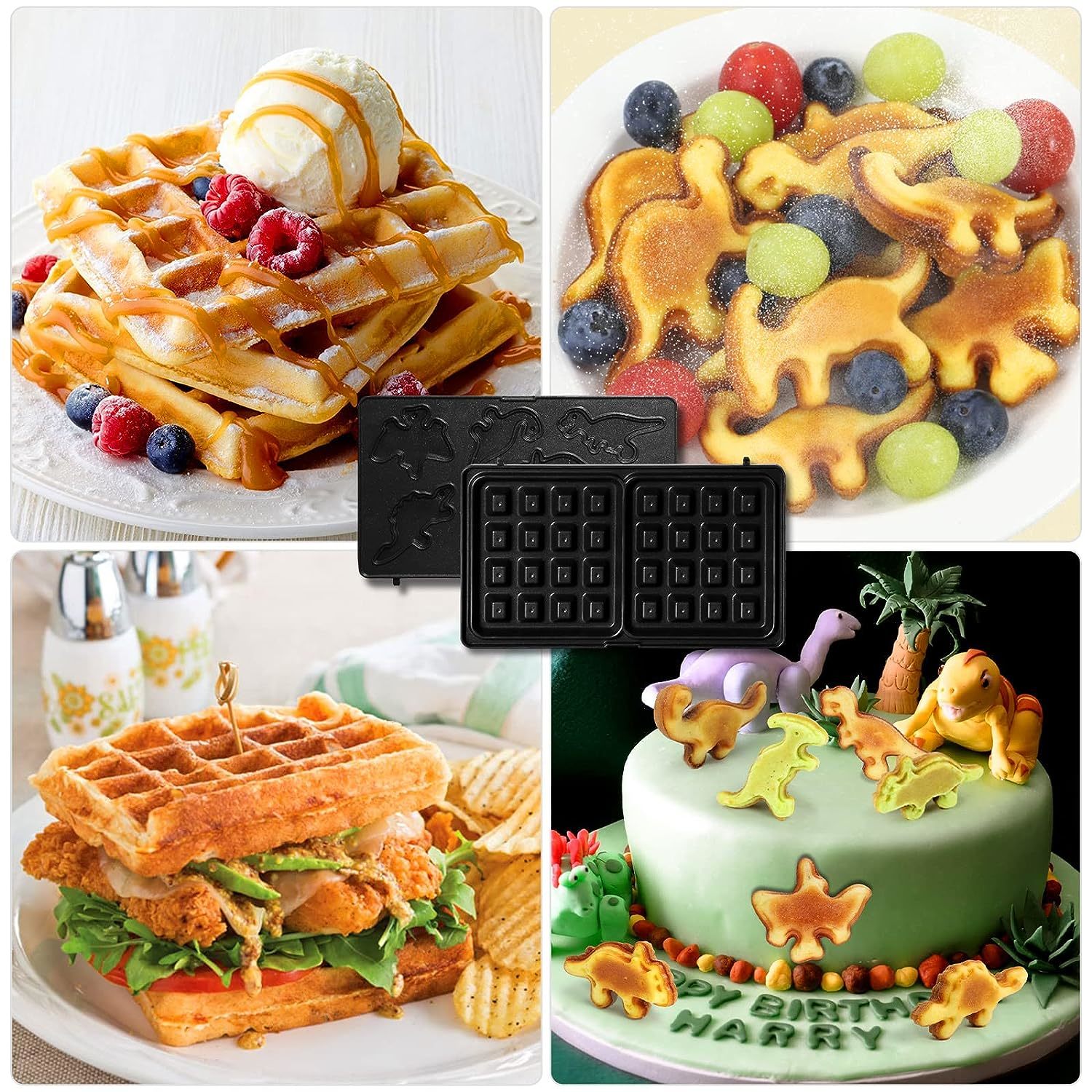 Mini Waffle Maker Waffle Iron Dinosaur Waffle Maker For Kids 7 Unique
