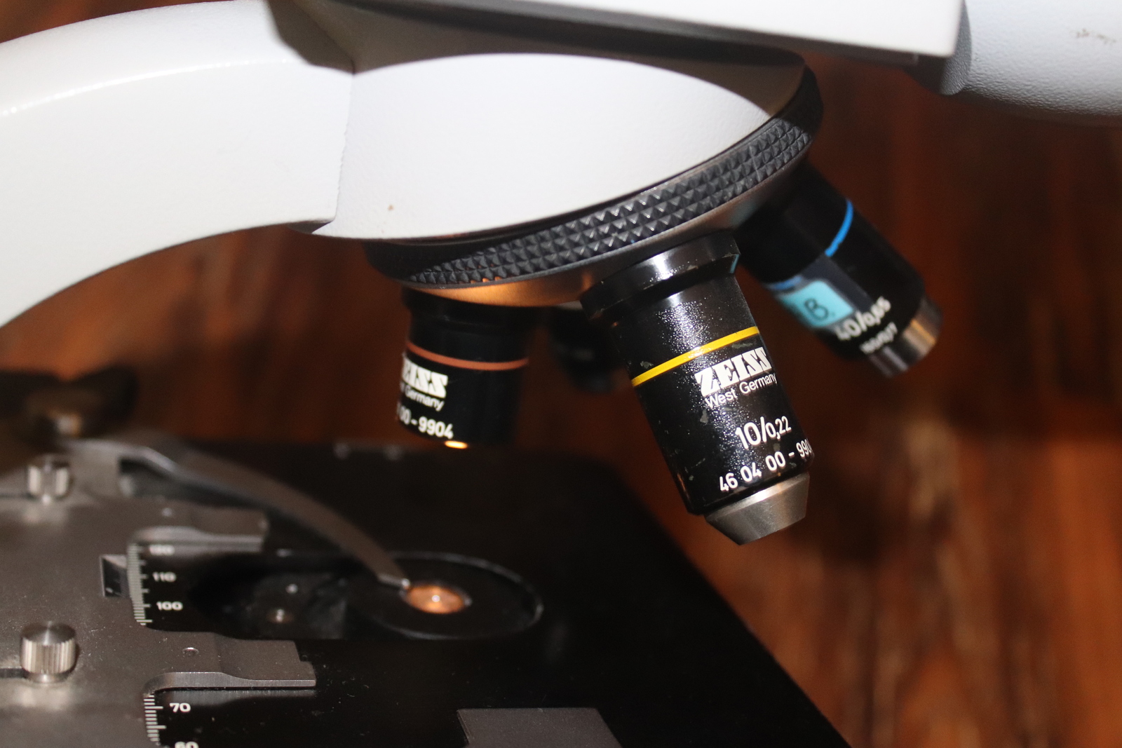 Zeiss Microscope Model KF2 With Objectives 3.2x 10x 40x 100x rare 3/