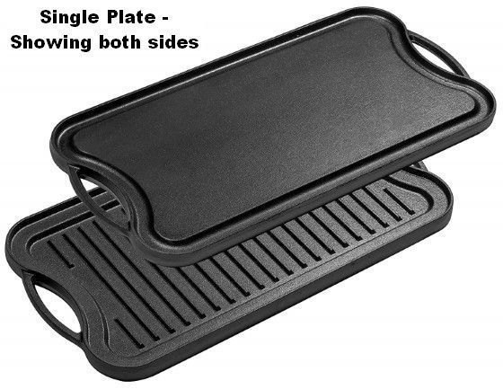 Pre-Seasoned Cast Iron Reversible Single Grill or Griddle Pan 19¾-inch x 10-inch