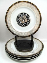 4 ROYAL TAPESTRY by Georges Briard 7 1/2” Salad Plates  Black Gold Pristine - $43.22