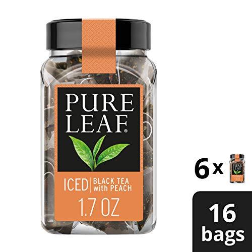Pure Leaf Iced Tea Bags, Black Tea with Peach, 16 ct Pack of 6 Tea