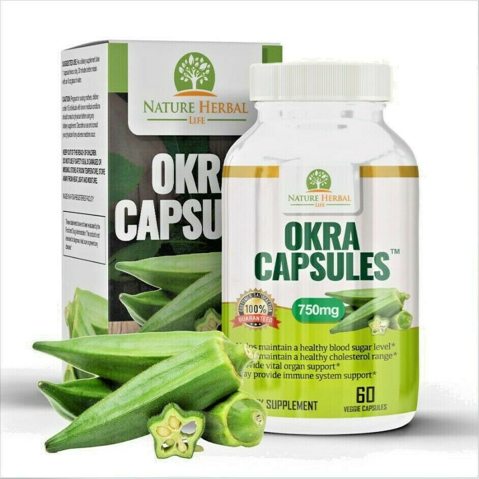 Okra Capsules. Blood Sugar Support Supplements Weight Loss Supplements
