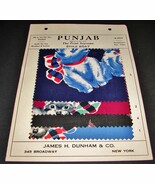1930&#39;s Antique PUNJAB 4 Cloth Print Swatches Sample James H Dunham &amp; Com... - $19.99
