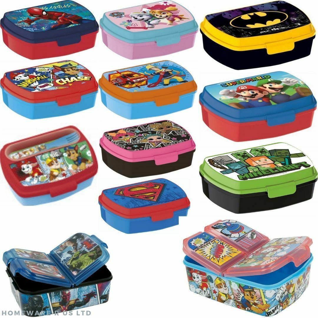 childrens charactor sandwich box tub school pack lunch storage snack container