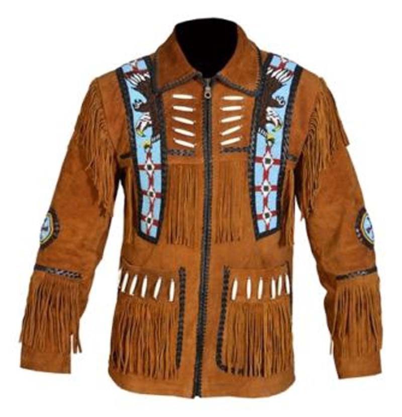 Handmade Men's Cowboy Native American Fringe Style Western Zip Coat ...