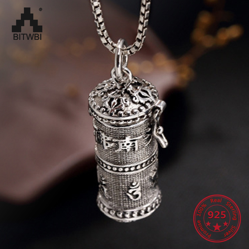 S925 Sterling Sliver Tibetan Buddhism Openable Pendant Necklace Jewelry ...