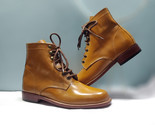 Handmade tan boot men s formal ankle high boot men lace up formal leather boot thumb155 crop