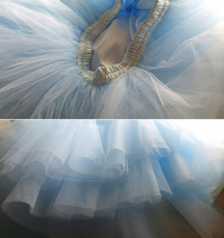 BLUE Tiered Tulle Skirt Blue Long Wedding Bridesmaid Skirts Irregular Custom image 6