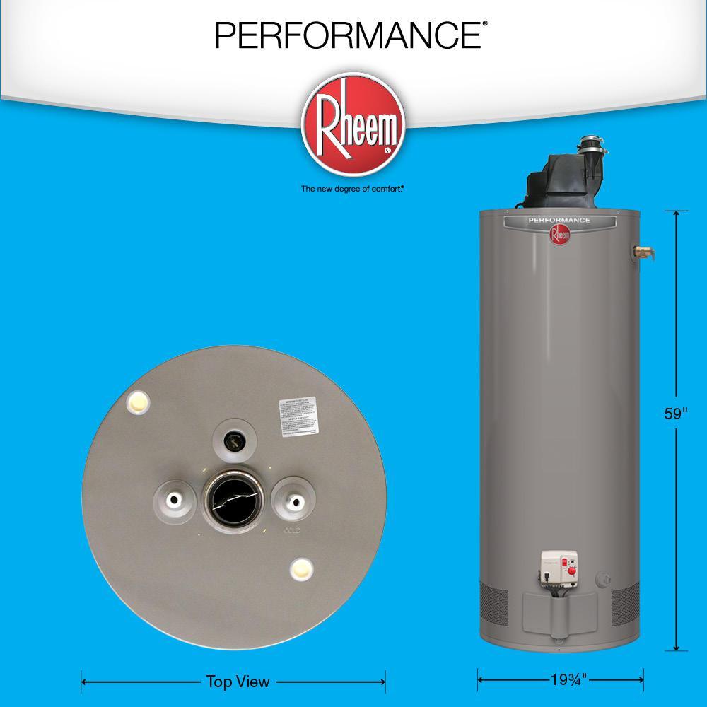 Rheem Propane Water Heater 40 Gal. 36,000 BTU Pilot Light Window Indoor