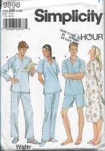 Simplicity 9898 Women Men Teens Nightshirts Pajamas, Unisex 2 lengths Sizes L XL - $18.00
