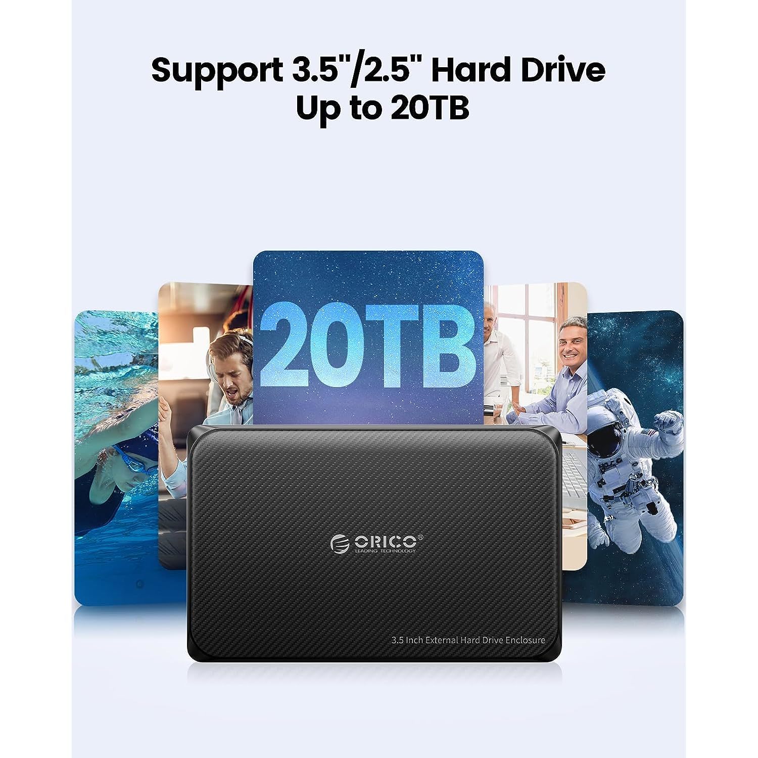 ORICO Hard Drive Enclosure 3.5, Tool Free USB 3.0 External Hard Drive