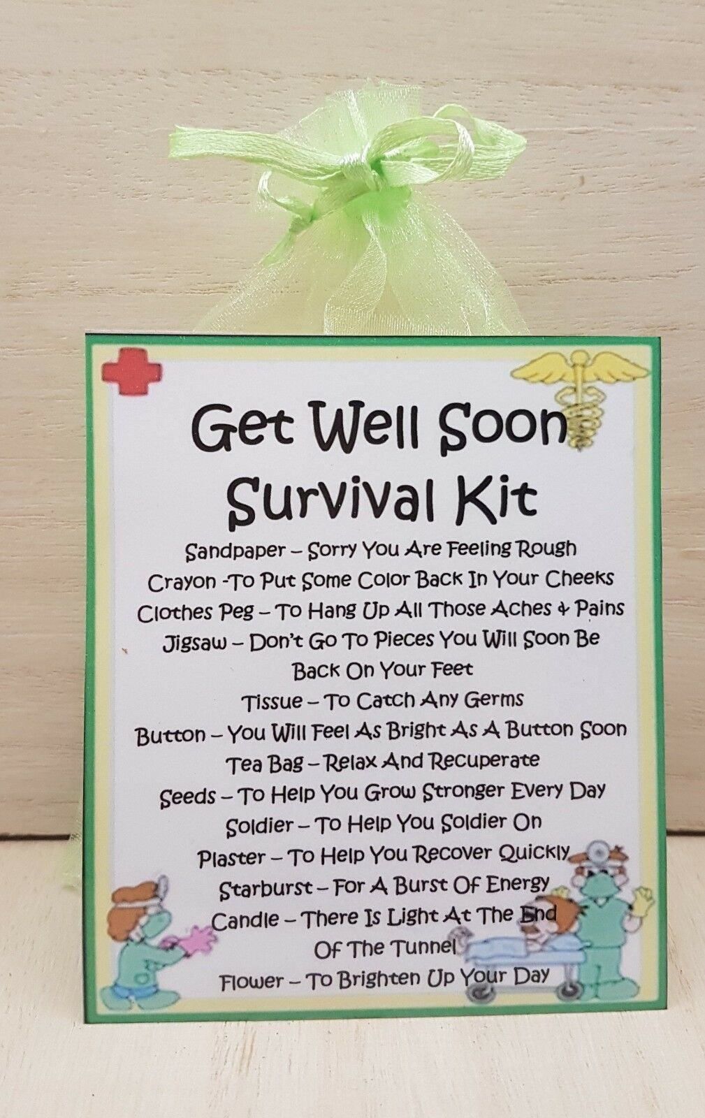 Get Well Soon Survival Kit - Unique Fun Novelty Gift & Card All In One ...