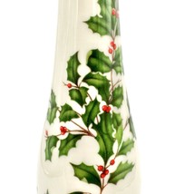 Lenox Holiday Christmas Bud Vase 7.5 x 2 Beige Gold Trim Holly - $18.81