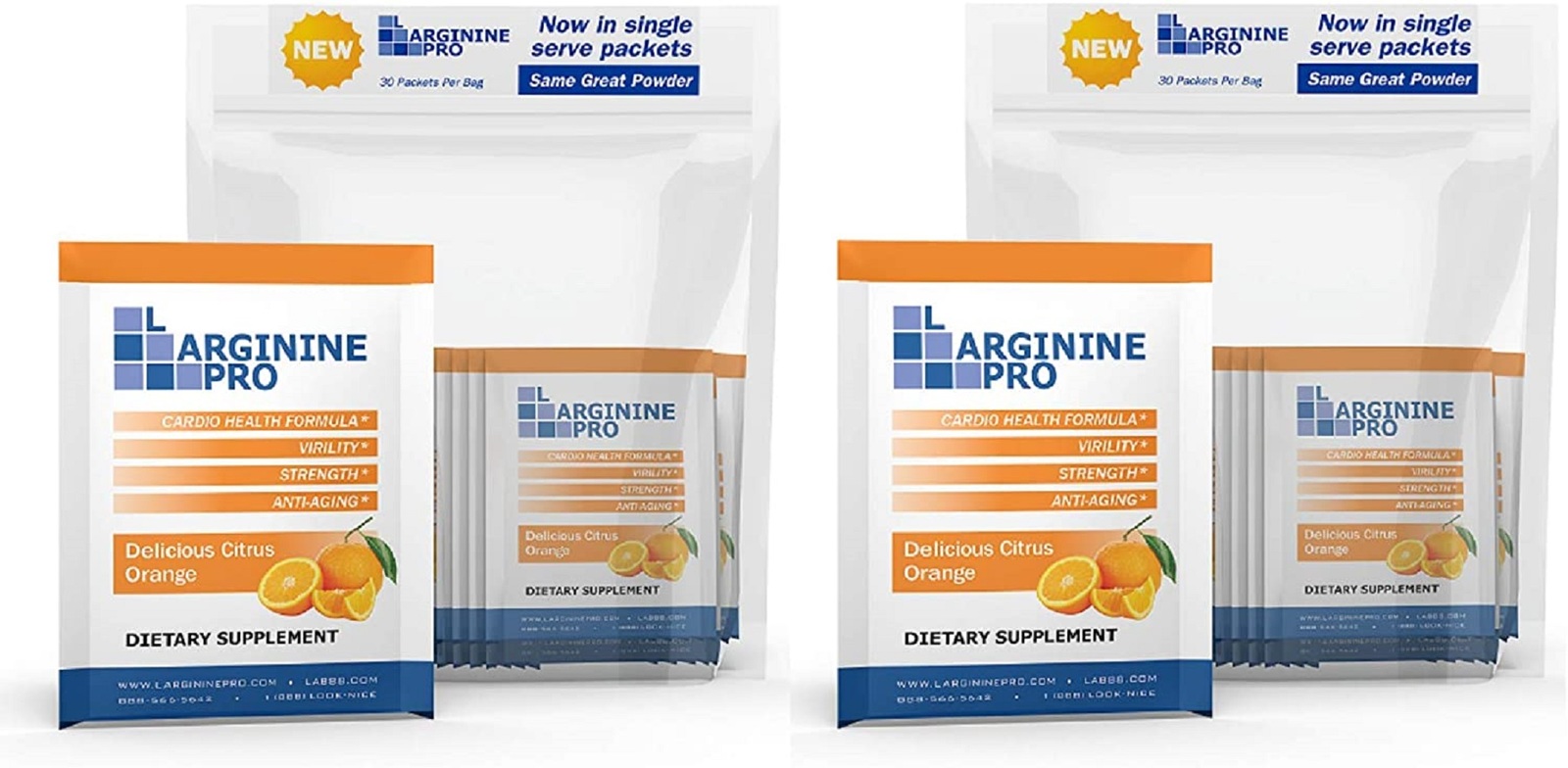 L-arginine Pro Supplement ON-The-GO Single (Citrus Orange)2 Bags (60 Packets)
