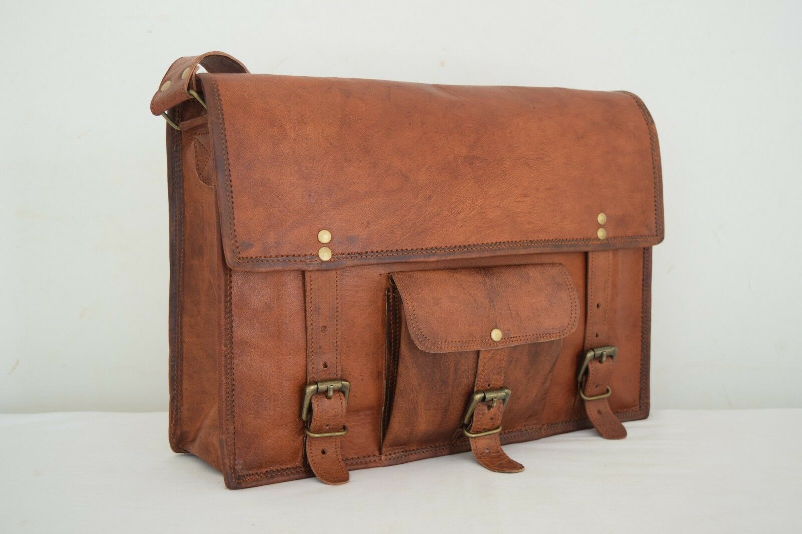Leather Messenger Shoulder Laptop Bag Mens Vintage Satchel Computer ...