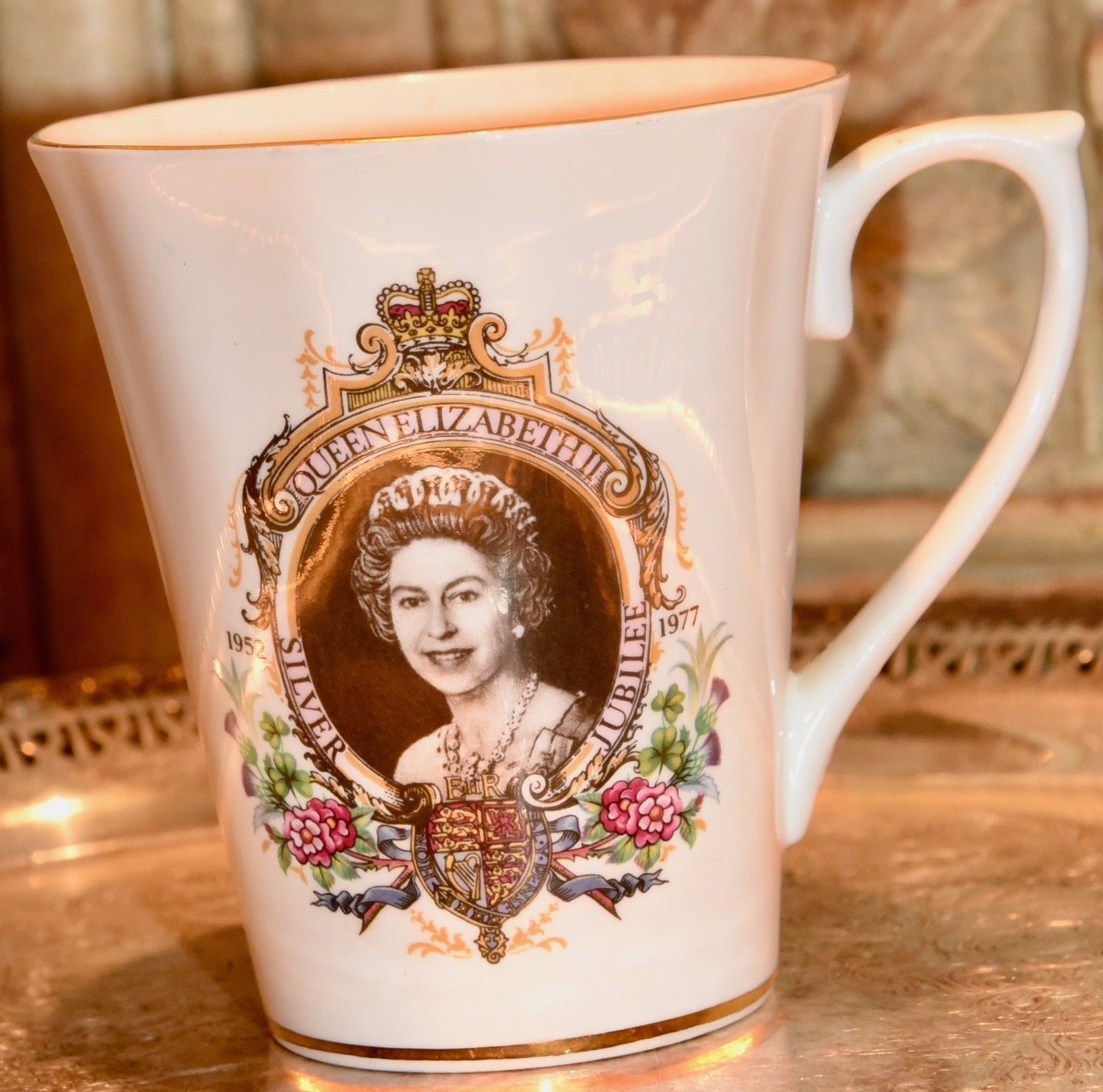 Silver Jubilee MUG TEA CUP Elizabeth II Porcelain Regency REGENCY