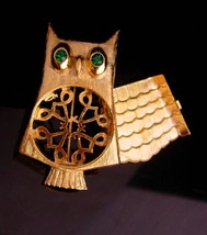Vintage Owl Brooch / Perfume pin / rhinestone bird - Figural pomander - ... - $75.00