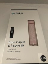 NEW Fitbit Inspire Print Accessory Band, Deco, Large PINK &amp; WHITE NEW SH... - $48.39