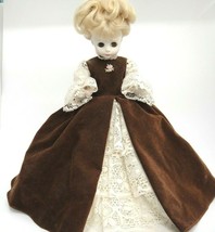 Horsman Doll 1979 #11 14" Tall Brown Velveteen Dress Lace Inset Sleep Eyes - $14.10