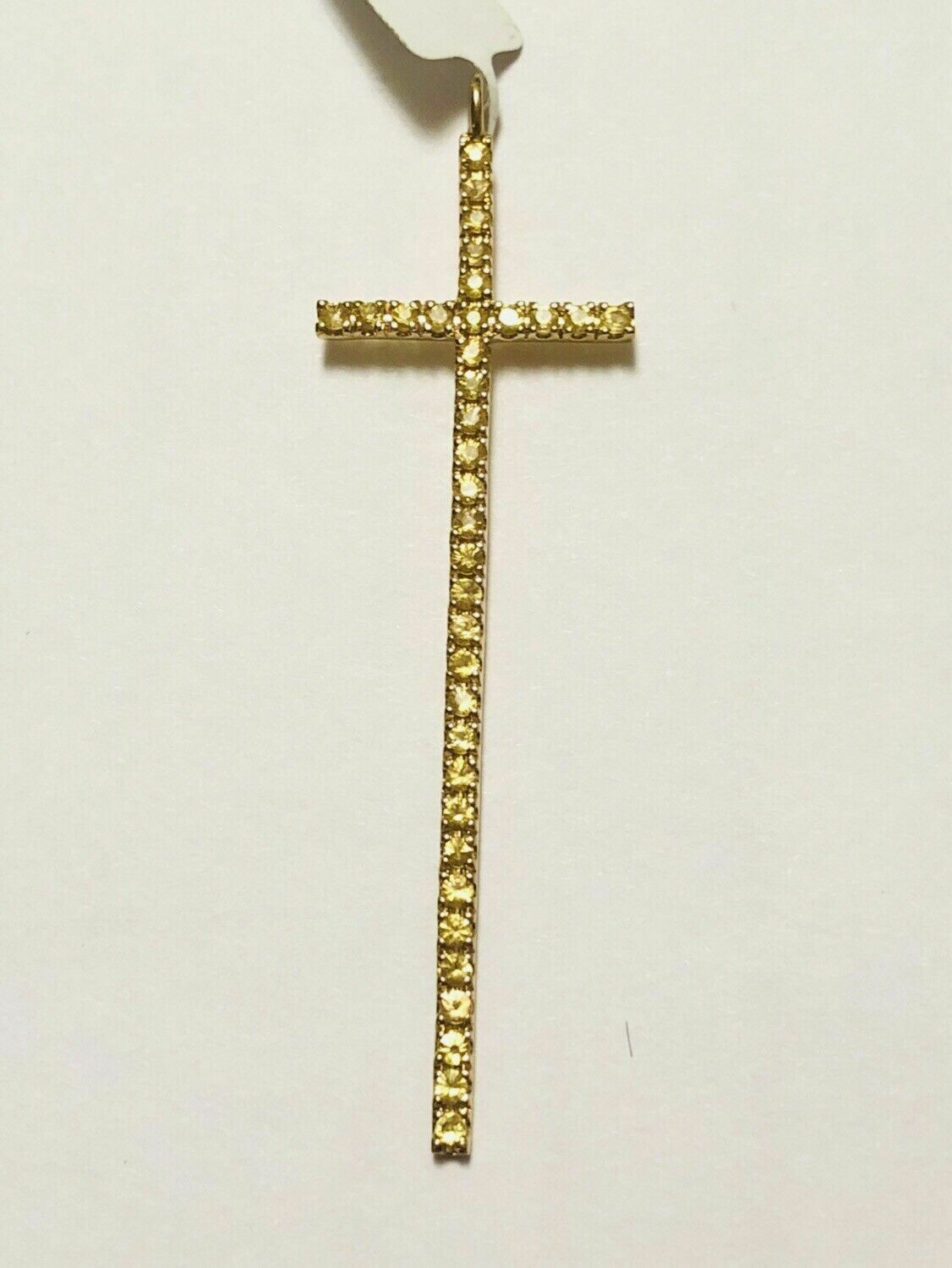 Primary image for 10k Yellow Gold Yellow Sapphire Cross Pendant