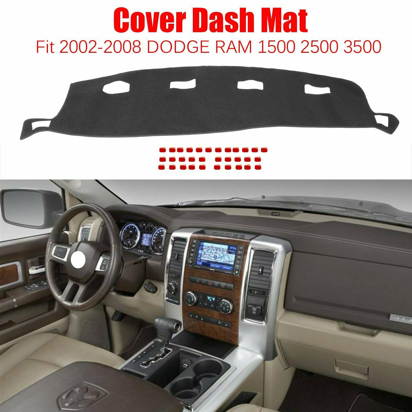 Fit DODGE RAM 1500 2500 3500 2002-08 Dashmat Dashboard Mat Dash Cover Carpet
